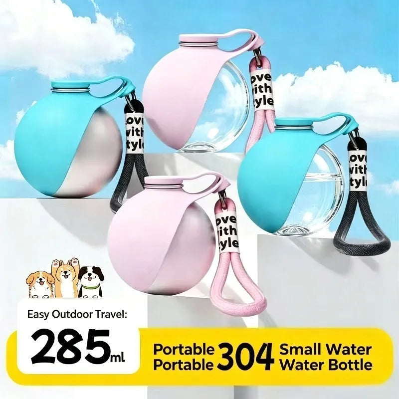 Botella de Agua Portátil para Perros con Tazón Dispensador — Libre de Fugas